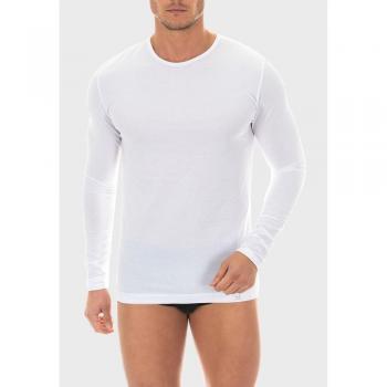 ZD - Camiseta interior de hombre de algodón egipcio de manga larga y cuello redondo