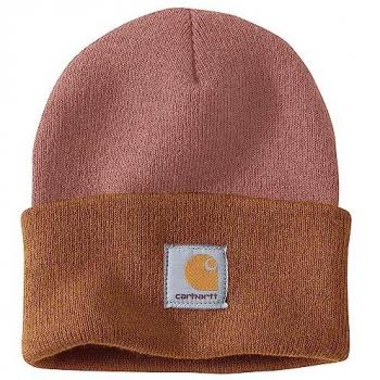 Gorro de Punto Carhartt de Dos Tonos Rosa y Marrón - Talla Única para Hombre