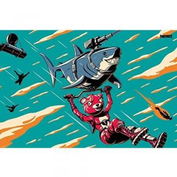 Póster Horizontal Fortnite Tiburón Láser 91,5 x 61 - Decora Tu Hogar