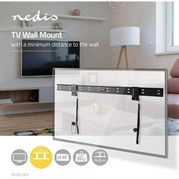 NEDIS Soporte TV Fijo de Pared Soporte TV Fijo de Pared | 42-90 | Peso máximo de Pantalla Compatible: 50 kg | Mínima Distancia de la Pared: 14.5 mm | Acero | Negro Negro
