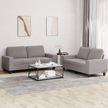 Juego de Sofás 2 PCs Tejido Tortorora - Tela gris taupe, diseño moderno, incluye dos piezas