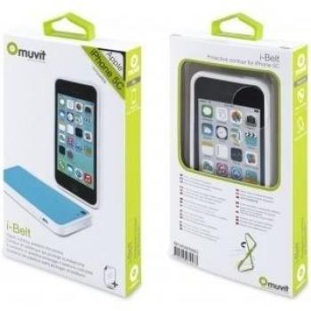 Muvit iBelt - Funda (bumper) y protector de pantalla para Apple iPhone 5C, blanco