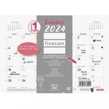 Calendario Bloc Iman Chic Escritura 2024 Catalán Blanco Finocam - Enero a Diciembre 210x150mm Pared Encolado con Imán