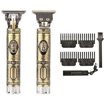 Máquina de Cortar Pelo Inalámbrica. Cortapelos Vintage Profesional para hombre. Cortador de pelo y barba con Cabezal de Titanio, Hoja T, Pila Recargable Incluida, 4 peines guía y cargador USB.