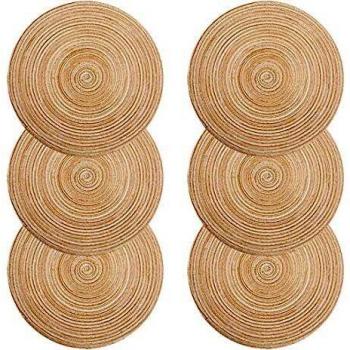 U'Artlines Place Mat, Juego de 6 manteles de Hilo de algodón Trenzado Round-shapped de 14-Inch Round-shapped