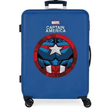 Marvel Los Vengadores Avengers Captain America Maleta Mediana Azul 48x68x26 cms Rígida ABS Cierre de combinación Lateral 70L 2,66 kgs 4 Ruedas Dobles