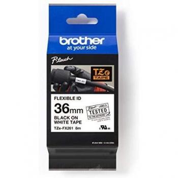 Brother TZEFX261 - Cinta flexible, color negro y blanco