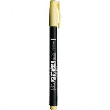 Rotulador Fudenosuke base agua punta elástica Tombow amarillo pastel