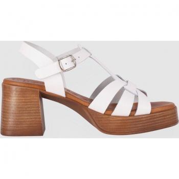 Sandalia de Plataforma de Piel para Mujer TREVI 05 Blanca con Cierre de Hebilla (5 a 8cm) Casual Chika10