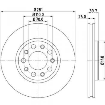 Disco de freno ventilado HELLA 8DD 355 117-231 para ALFA ROMEO Giulietta