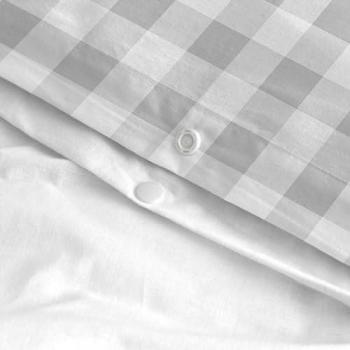 Juego Nórdico para Cuna de Bebé 2 Piezas Gris Vichy 115x145 cm, 100% Algodón, Calidad Superior
