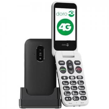 Teléfono Móvil Doro Leva E22 4G - Pantalla de 2.8, Teclas de alto contraste, Sonido claro y fuerte, Botón de seguridad Doro, Negro/Blanco