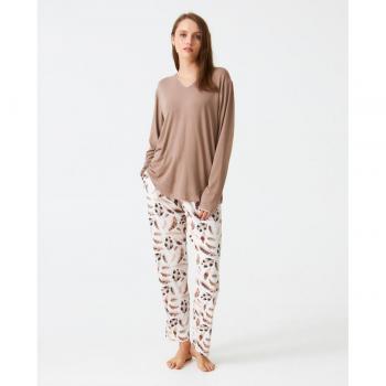 Pijama de mujer largo en modal combinado