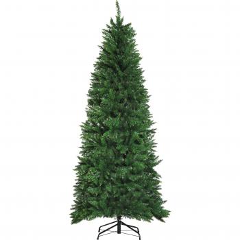 HOMCOM Árbol de Navidad Artificial con Soporte Metálico 210cm Altura 865 Ramas PVC Verde