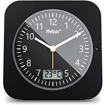 Mebus Reloj Despertador Analógico, Negro