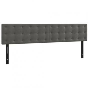 Cabeceros 2 unidades de terciopelo gris oscuro 90x5x78/88 cm
