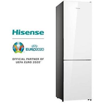 Hisense RB438N4GX3 - Frigorífico Combi No Frost, Capacidad Neta 334 L, 2 Metros de Alto, Compresor Inverter, Cajón 0°, Botellero Cromado, Silencioso 38 dBA, Acabado Cristal Blanco