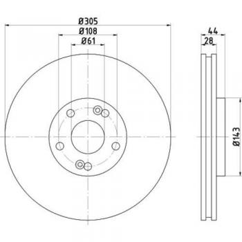 Disco de freno delantero HELLA 8DD 355 108-461