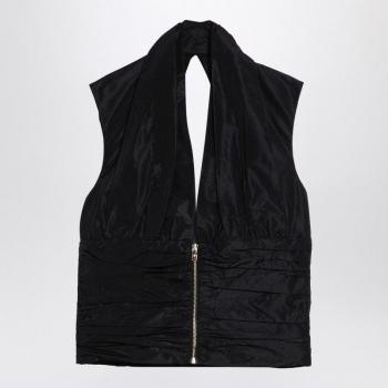 Patou Women's Elegant Black Sleeveless Zipped Waistcoat, Size 38