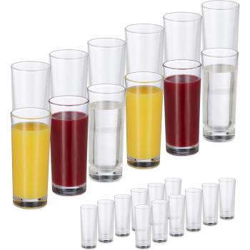 Set de 24 vasos cilíndricos transparentes de 300ml, aptos para lavavajillas, ideales para agua, jugos y cócteles