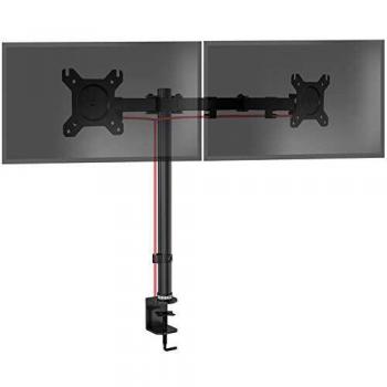 Soporte Doble para 2 Pantallas de 13 a 27 VESA 75/100, Altura Ajustable, Rotativo e Inclinable - Máx. 8Kg