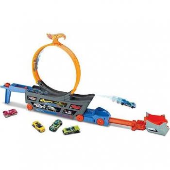 Hot Wheels Camión Looping acrobático, accesorios para pistas de coches de juguetes