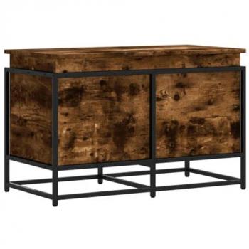 Caja de almacenaje con tapa madera roble ahumado 80x40x51,5 cm