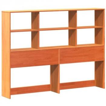 Cabecero de cama con almacenaje en madera maciza de pino marrón, 160 cm