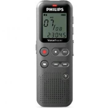 Philips VoiceTracer DVT1120 - Grabadora de voz, Mono PCM, 12 kHz, Conexión a PC, 8GB, USB, Gris
