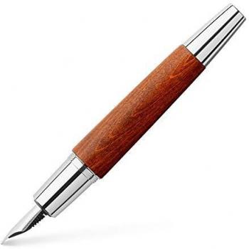 Faber-Castell E-motion Chrome/Brown Pearwood Fountain Pen