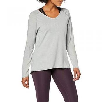 Odlo™ Camisa Natural de Mujer con Cuello Redondo y Cuello Redondo, Mujer, Color Light Grey - ZHD AOP SS19, tamaño Medium