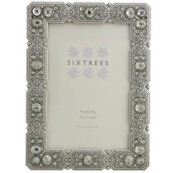 Antique Vintage y Shabby Chic estilo plata Metal marcos de fotos con cuentas y cristales en 23 estilos para 4 x 4, 6 x 4 y 7 x 5 imágenes - por Sixtrees, metal, Plateado, 6x4 Maud