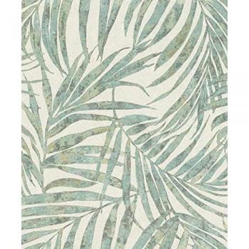 Papel Pintado No Tejido Rasch Linares, Diseño Tropical Botánico, Resistente a la Luz y Lavable, 0.53 x 10.05 m
