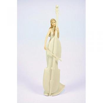 Figura Decorativa Mujer Tocando el Violoncelo. Figuras Resina. 11,5 x 9 x 42 cm.