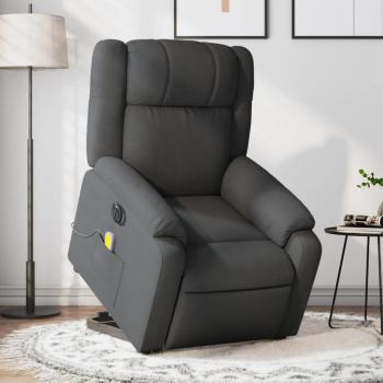 Sillón de masaje eléctrico reclinable elevable en tela gris claro, gris oscuro y negro - vidaXL