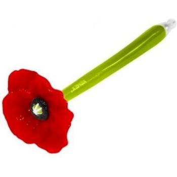 Xonex Poppy Flower Pen, Black Ballpoint, 1 count, 5 1/2 Inch, Red