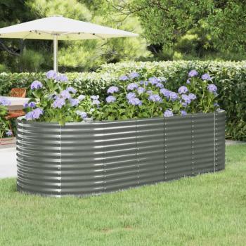 vidaXL Garden Raised Bed Powder-Coated Steel 249x100x68 cm Grey