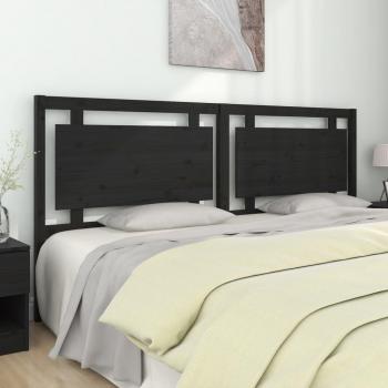 Cabecero de cama negra 205,5x4x100 cm madera maciza de pino