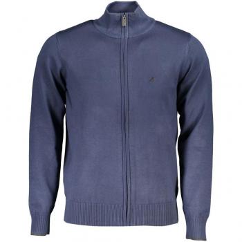 U.S. Polo Assn. Men's Grand Polo Elegant Long Sleeve Zip Cardigan with Contrast Detail - 3XL, Blue, Embroidered Logo