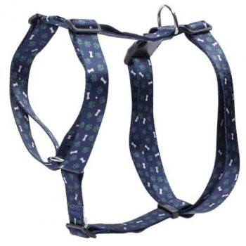 TOTTO - Arnés de caminata Figgo, Huesitos, Talla XL, Diseño Tipo H, Ajustable, Reduce Presión en Tráquea, Cómodo y Fácil de Colocar, Ligero, Estampado Azul