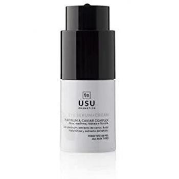 Platinum Eye Serum + Cream para Contorno de Ojos - 15 ml - Ayuda a Reducir Líneas de Expresión y Arrugas - Contiene Collodial Platinum y Extracto de Caviar - Para Todo Tipo de Pieles - USU Cosmetics