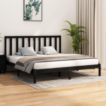 Estructura de cama madera maciza super king negra 180x200 cm