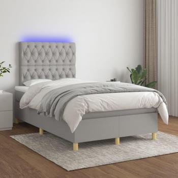 Colchón para cama de muelles y tela LED gris claro 120x200 cm