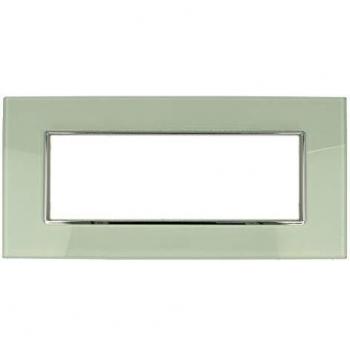 Placa Cristal 6M Verde Biancastro Efecto Vidrio Compatible con Bticino Axolute