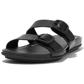 FitFlop Women's Gracie Two-Bar Buckle Sandals - All Black Leather - Size UK 8