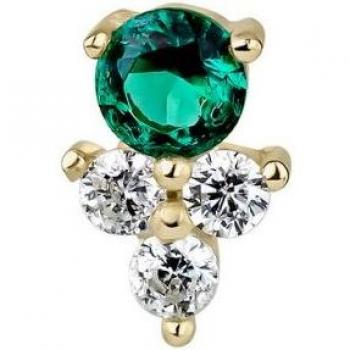 Ear Candy - Piercing Zair de Plata Bañado en Oro 18k con Circonitas Verdes y Blancas