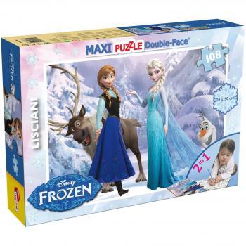 Puzzle Double-Face Supermaxi Frozen Elsa y Anna 108 Piezas 70x50 cm