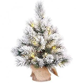 Árbol de Navidad Mini Black Box con Luz LED y Acabado Escarchado (23 x 45 cm)