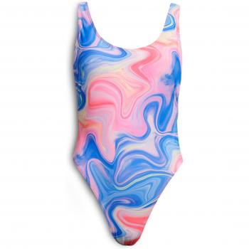 Superdry Women's Multi Marble Print Scoop Back Swimsuit - Sustainable Recycled Polyester (XL)