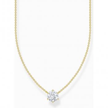 Thomas Sabo Essentials Sterling Silver Gold Plated White Zirconia Necklace KE2210-414-14-L45V